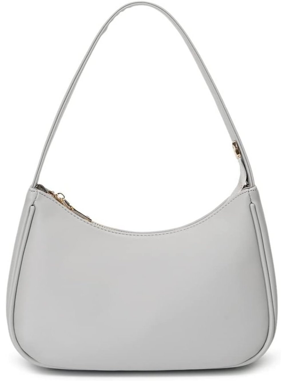 Women Grey Shoulder Tote Bag Cute Hobo Mini Clutch Zipper Bag